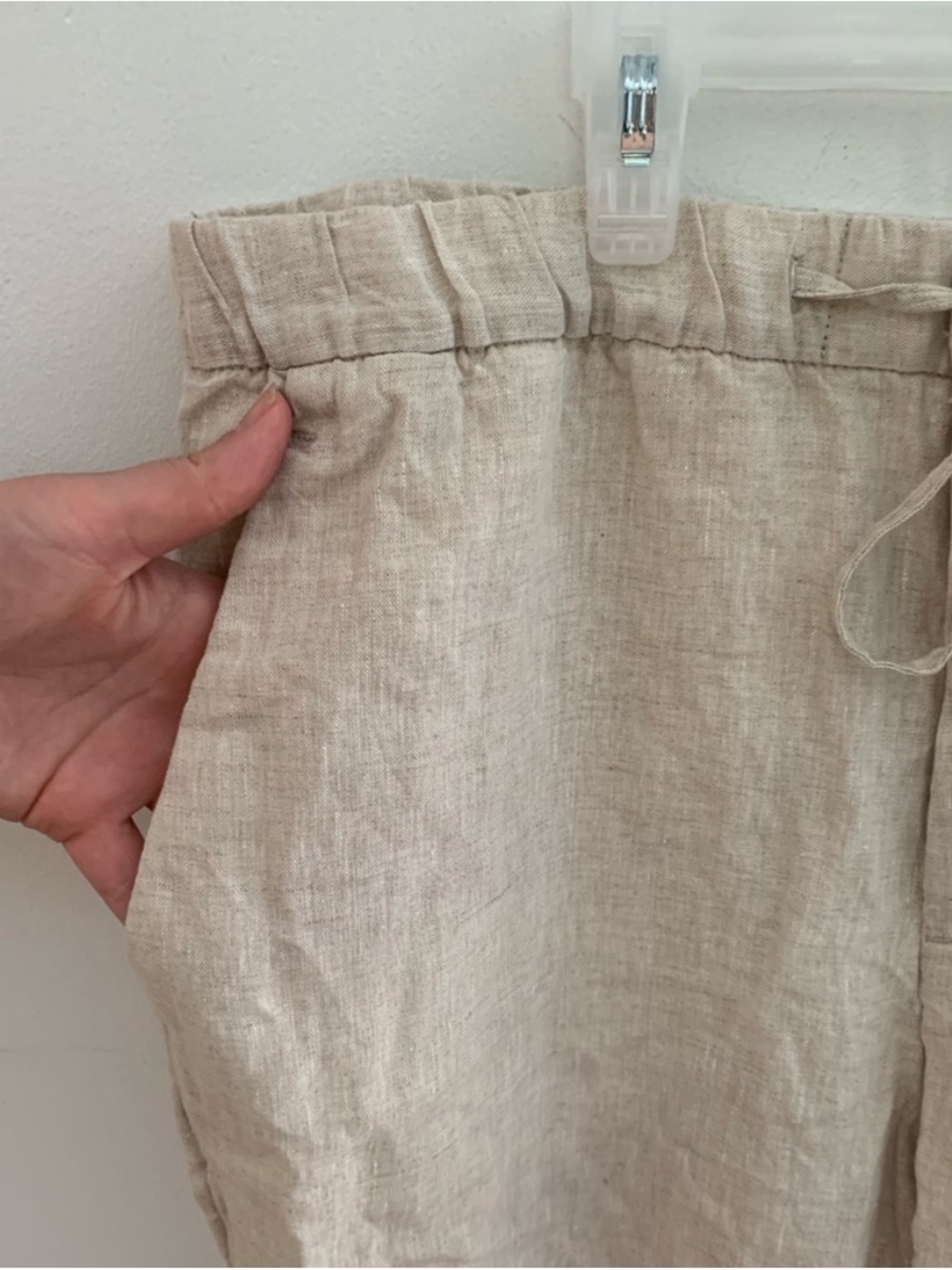 H&M 100% Linen Drawstring Relaxed Pants - Neutral Beige small/ medium - Picture 3 of 8